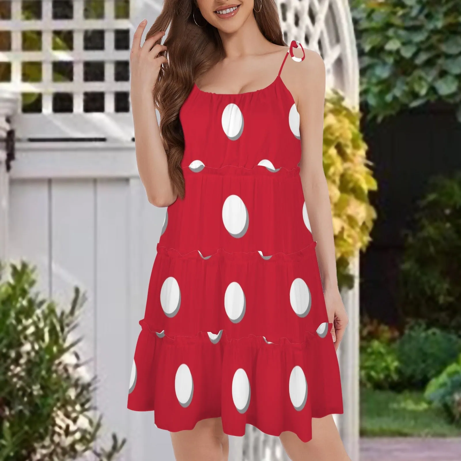 Tie Shoulder Ruffle Tiered Dress