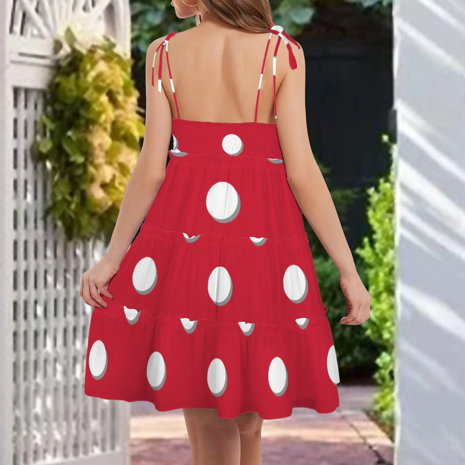 Tie Shoulder Ruffle Tiered Dress
