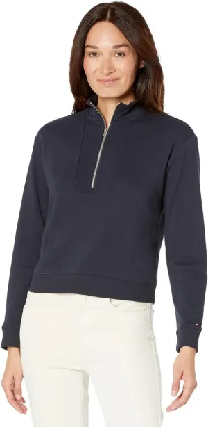 Tommy Hilfiger 1/2-Zip Solid Cropped Sweatshirt J2HE0742 Sky Captain Blue L