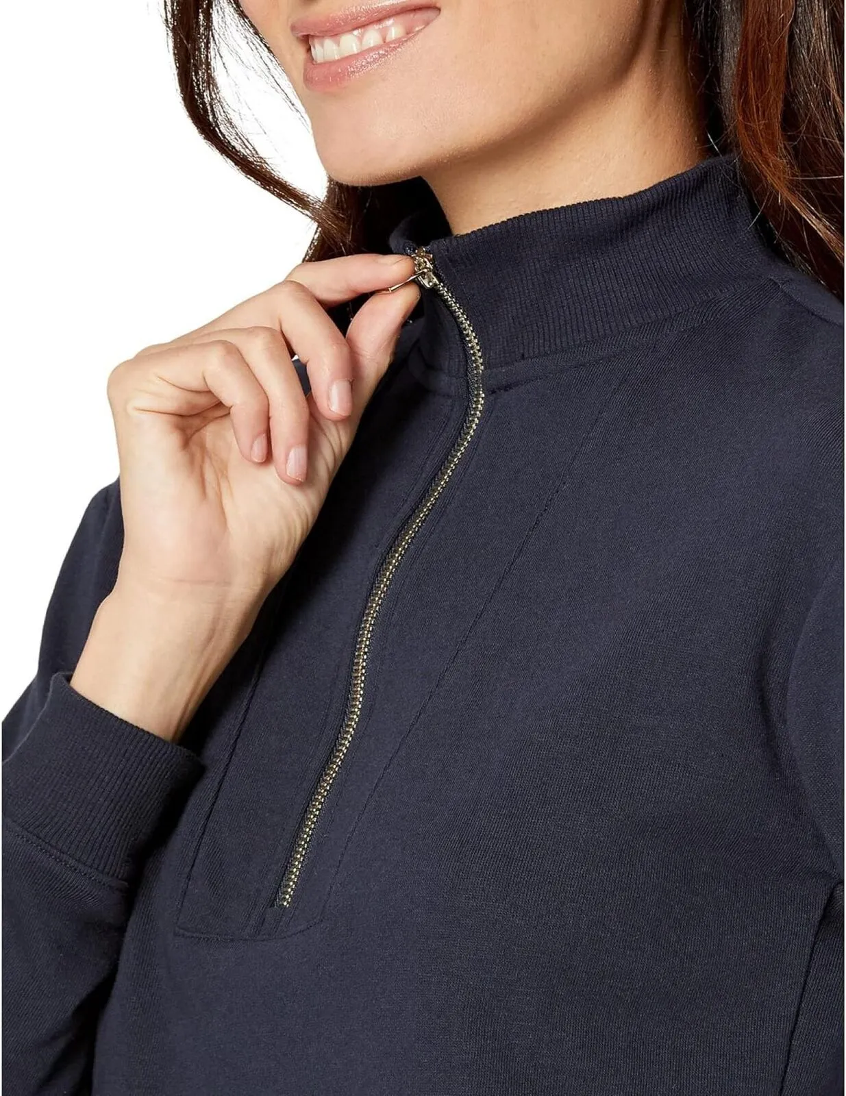 Tommy Hilfiger 1/2-Zip Solid Cropped Sweatshirt J2HE0742 Sky Captain Blue L