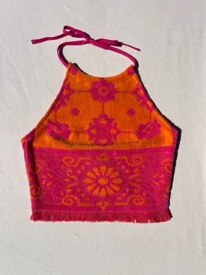 Towel Halter Top | Orange fuchsia