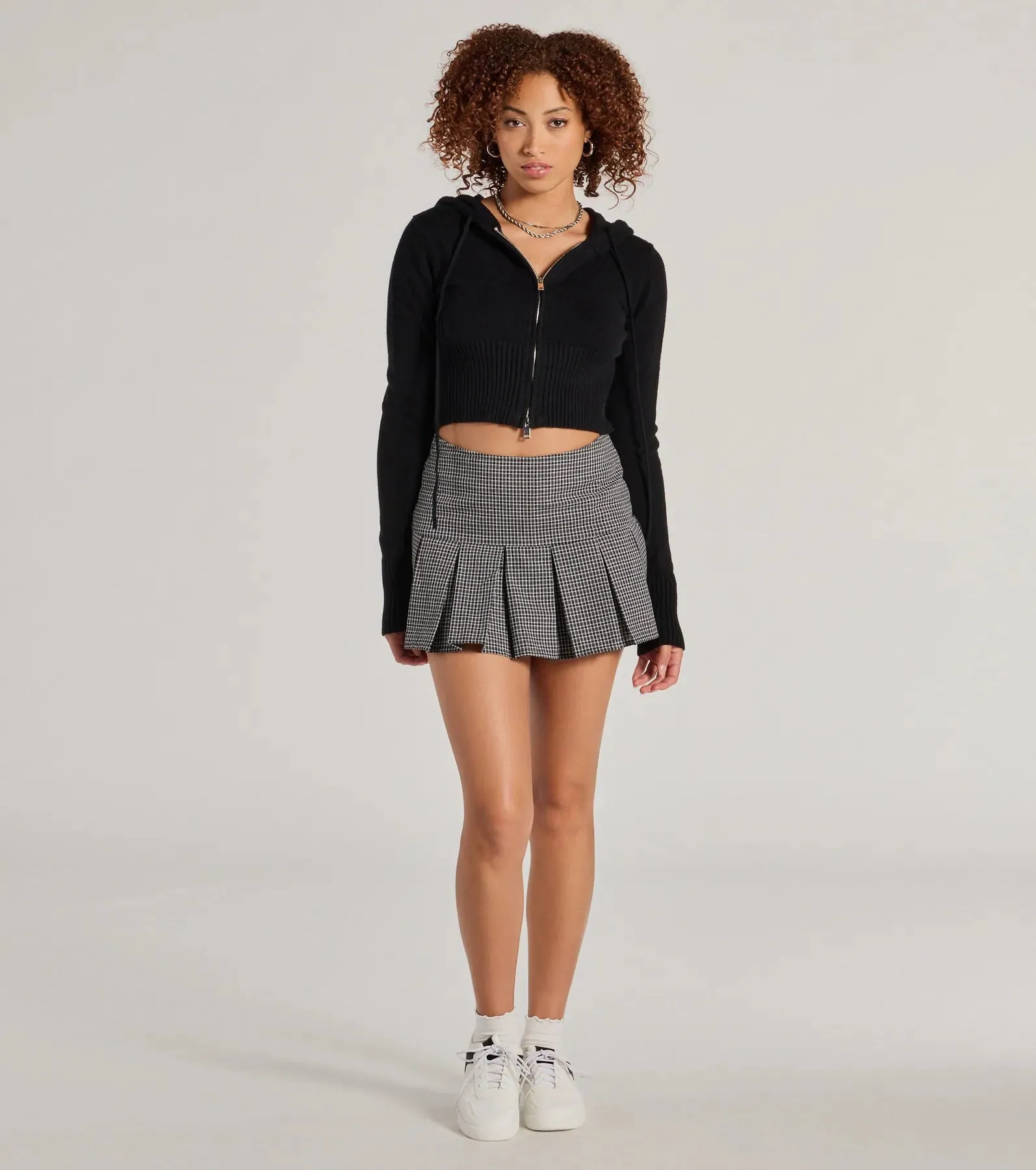 Trend Factor Plaid Drop Waist Skater Skort
