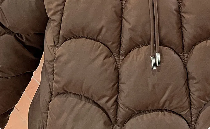 Trendy Quilted Puffer Jacket with Button Pocket