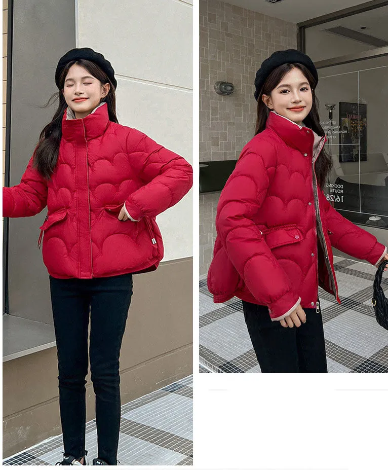 Trendy Quilted Puffer Jacket with Button Pocket