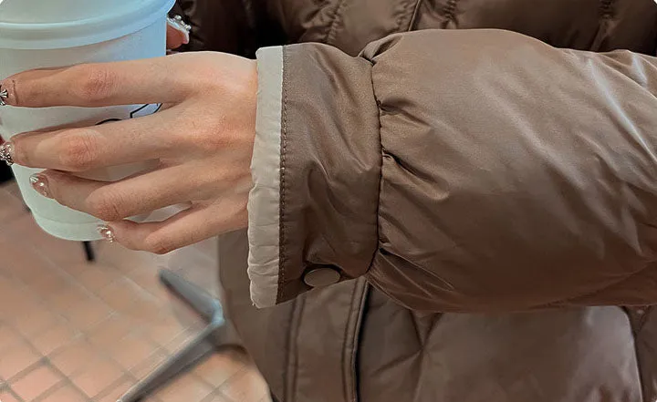 Trendy Quilted Puffer Jacket with Button Pocket