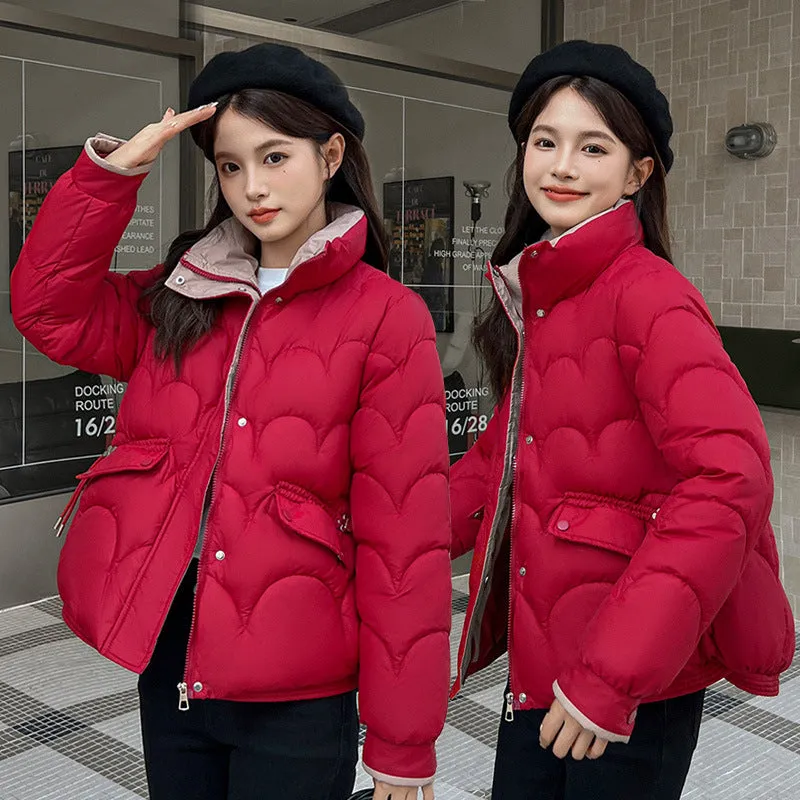 Trendy Quilted Puffer Jacket with Button Pocket