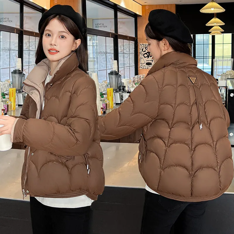 Trendy Quilted Puffer Jacket with Button Pocket