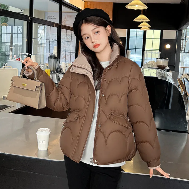 Trendy Quilted Puffer Jacket with Button Pocket