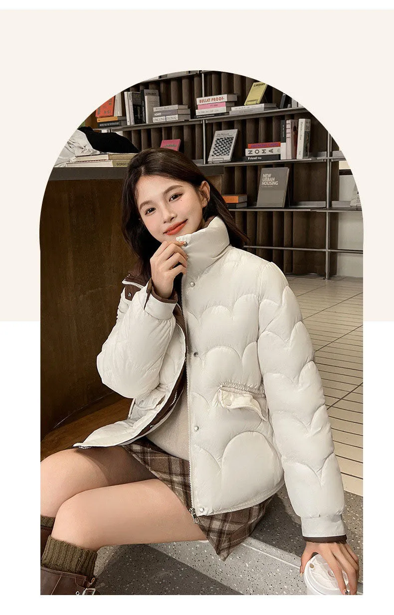 Trendy Quilted Puffer Jacket with Button Pocket