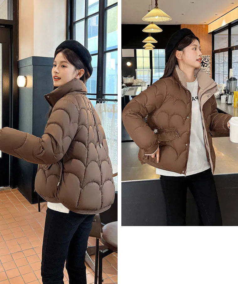 Trendy Quilted Puffer Jacket with Button Pocket