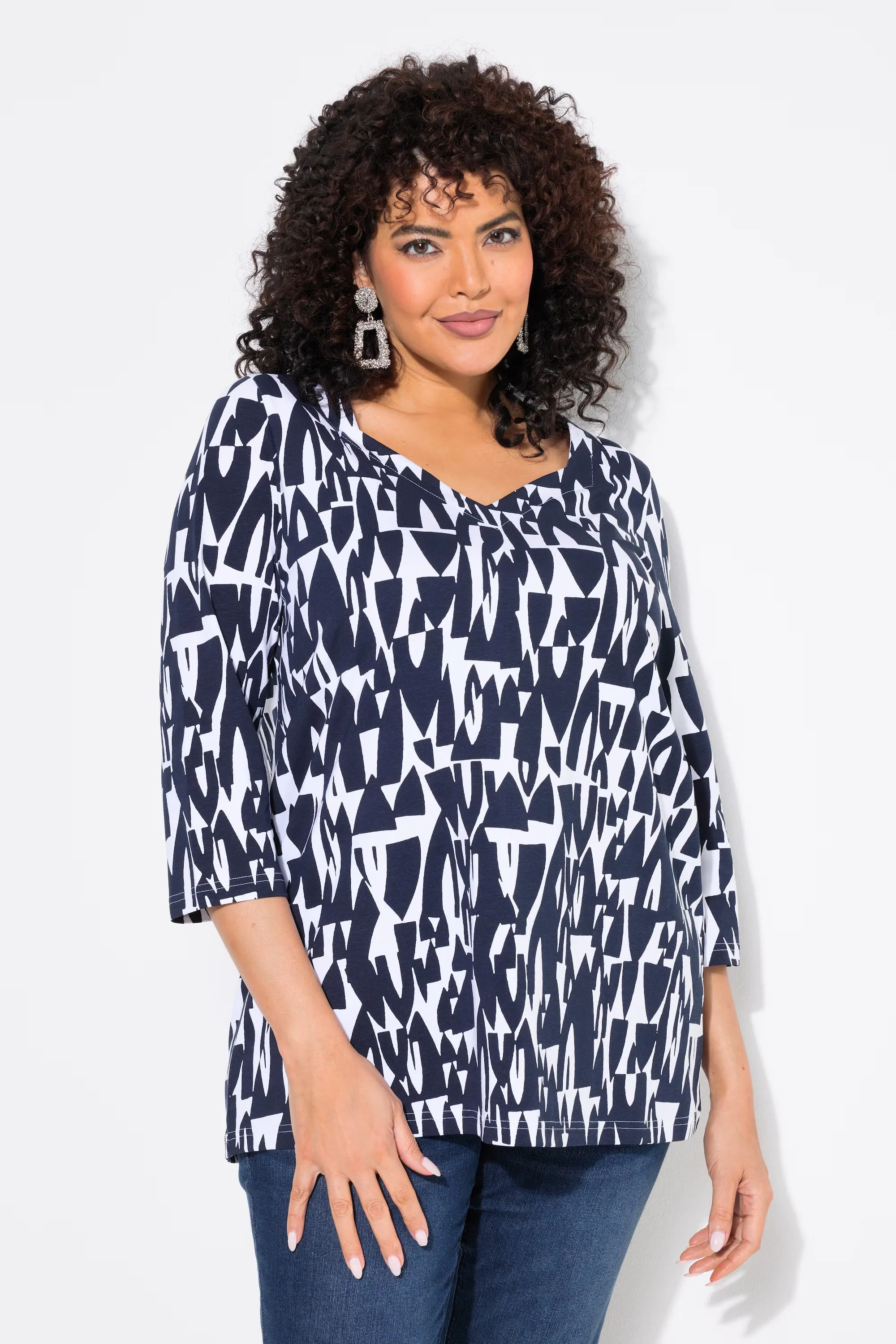 Ulla Popken Sweetheart Blouse in Navy