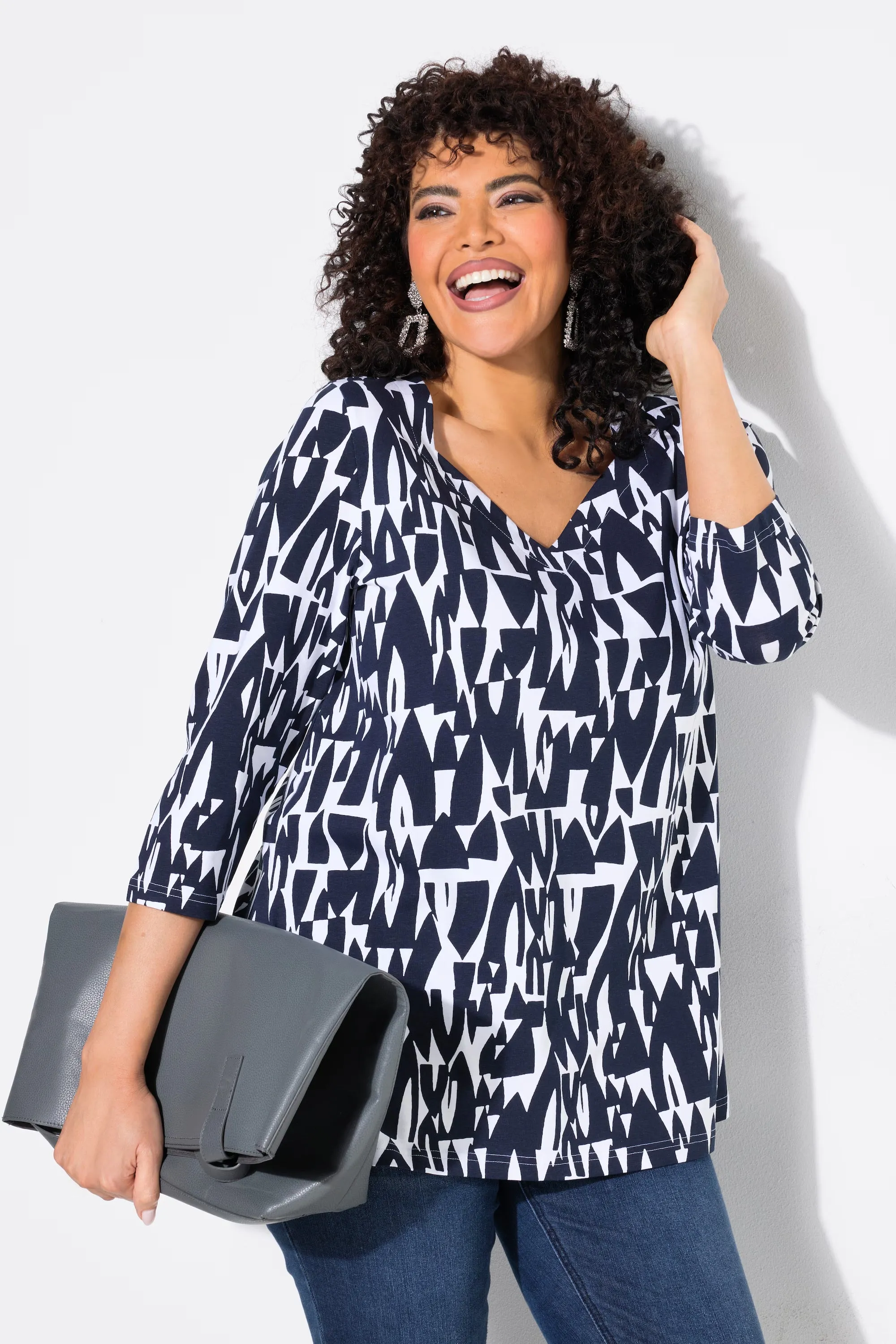 Ulla Popken Sweetheart Blouse in Navy