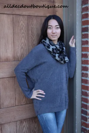 Umgee | Over-sized Fuzzy Sweater Charcoal