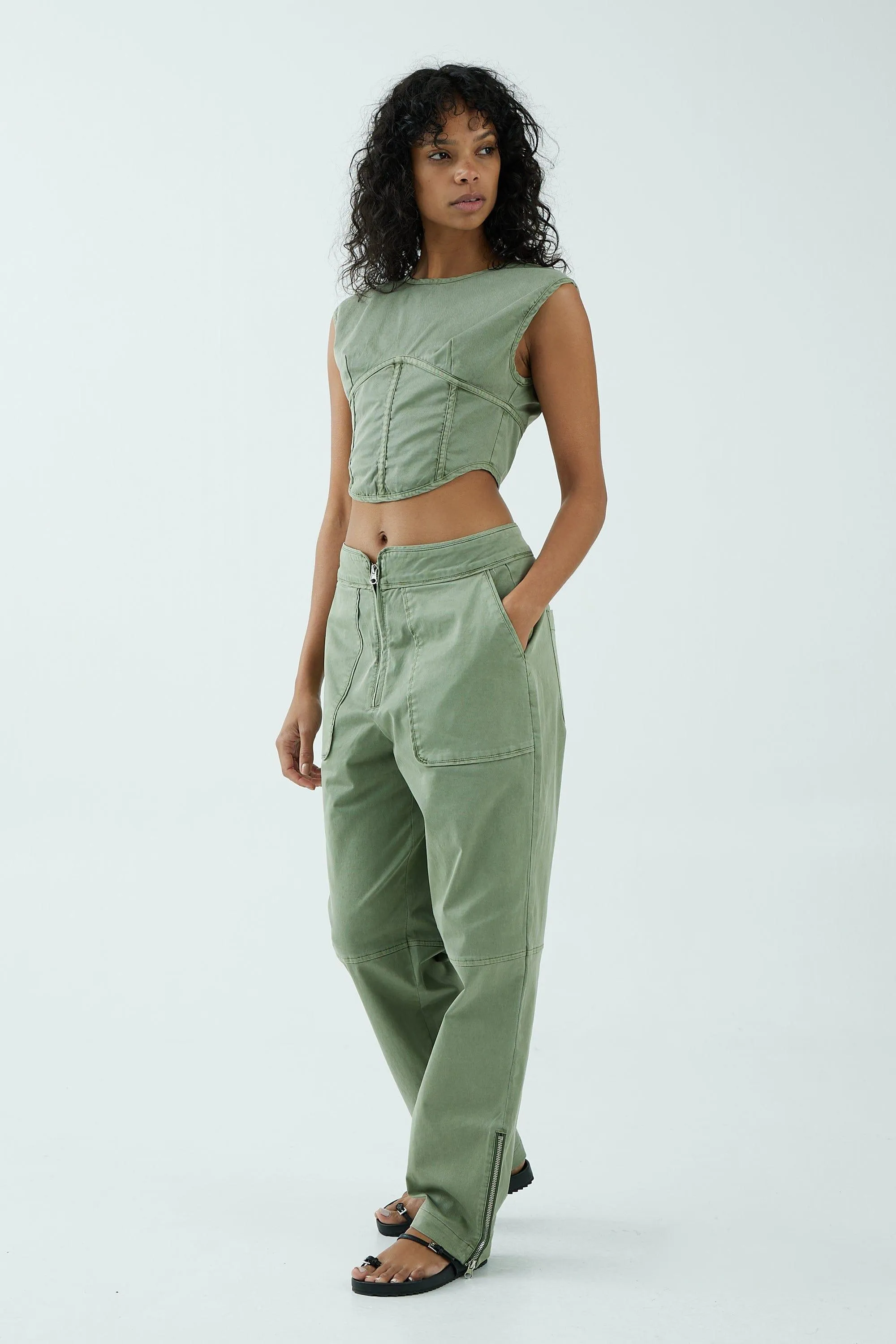 UNIFORM CORSET TANK | MOSS