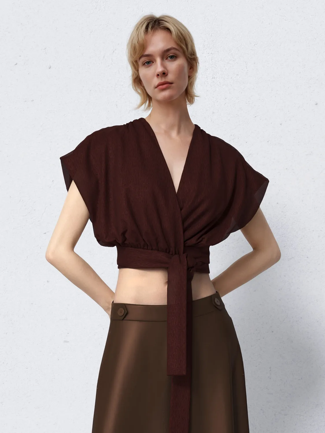 V-Neck Twisted Front Blouses
