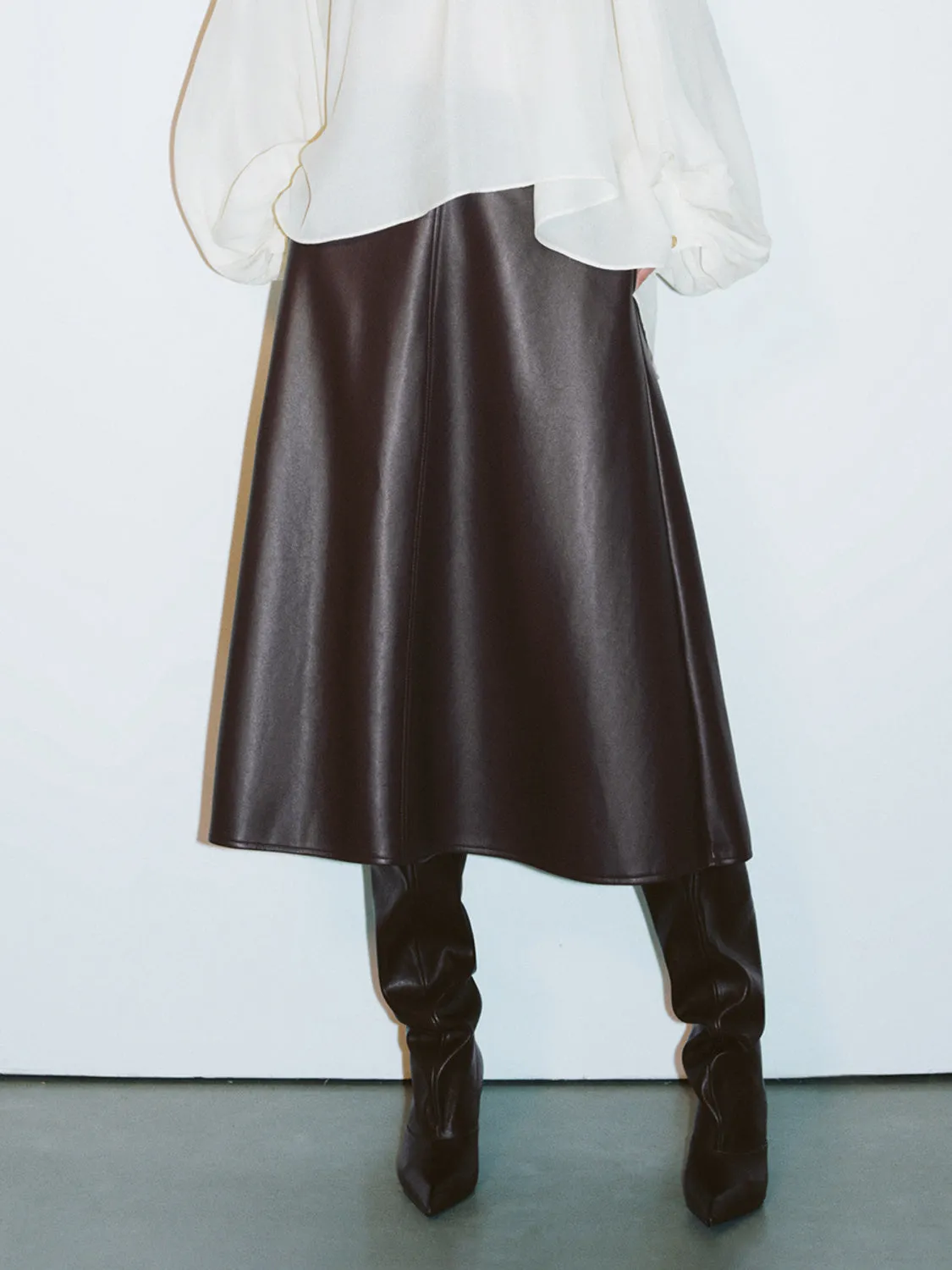 Vegan Leather A-Line Skirts