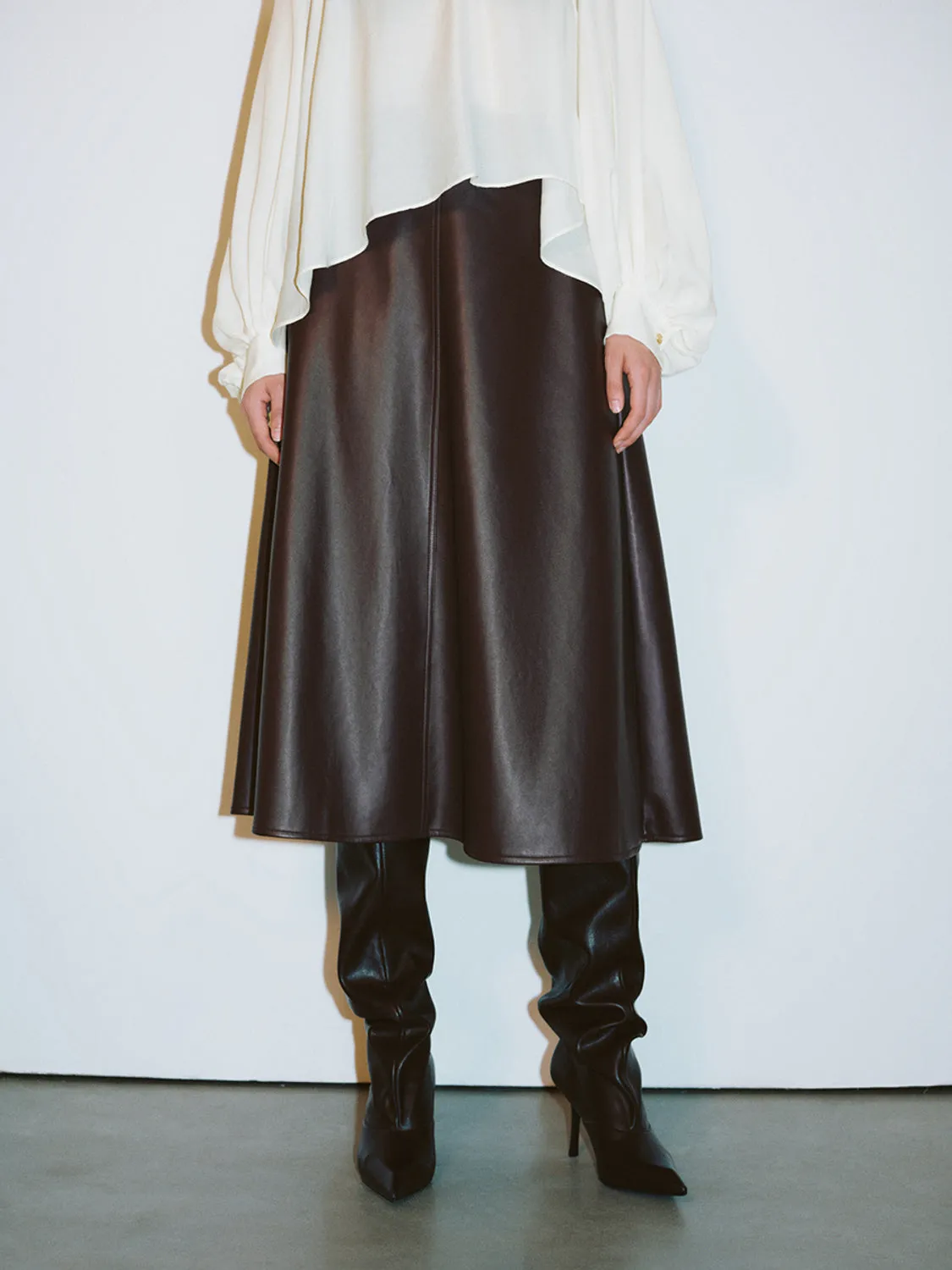 Vegan Leather A-Line Skirts
