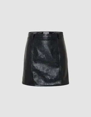 Vegan Leather Mini A-Line Skirt
