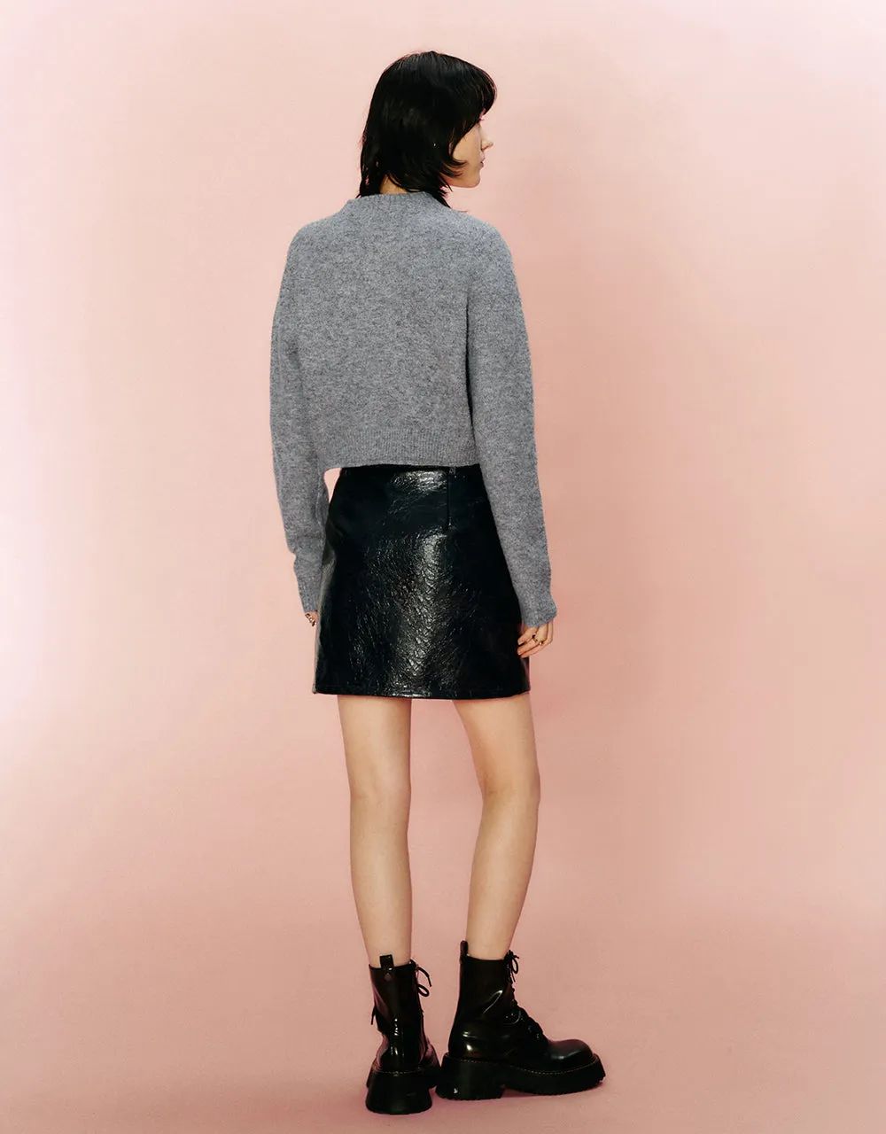 Vegan Leather Mini A-Line Skirt