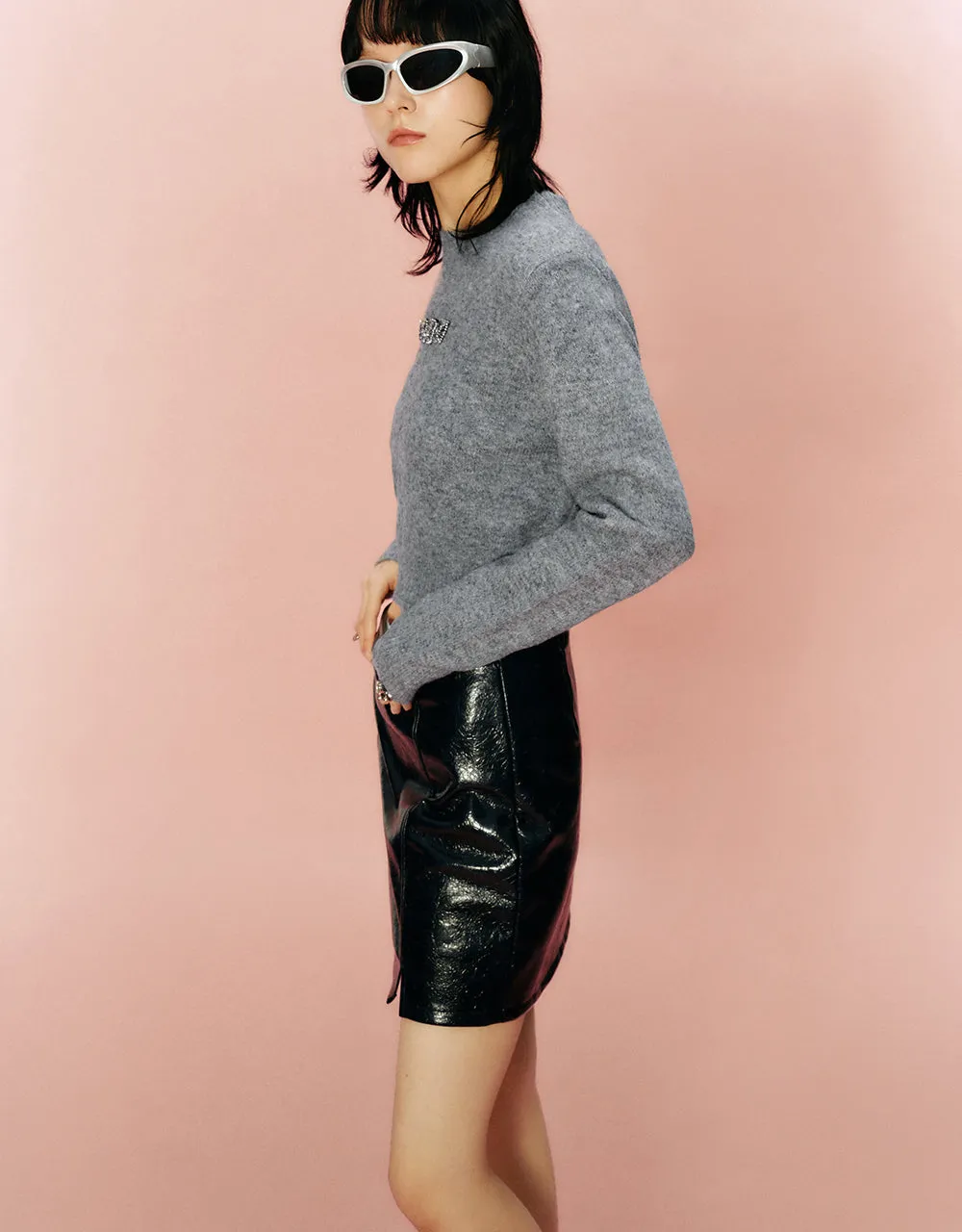 Vegan Leather Mini A-Line Skirt