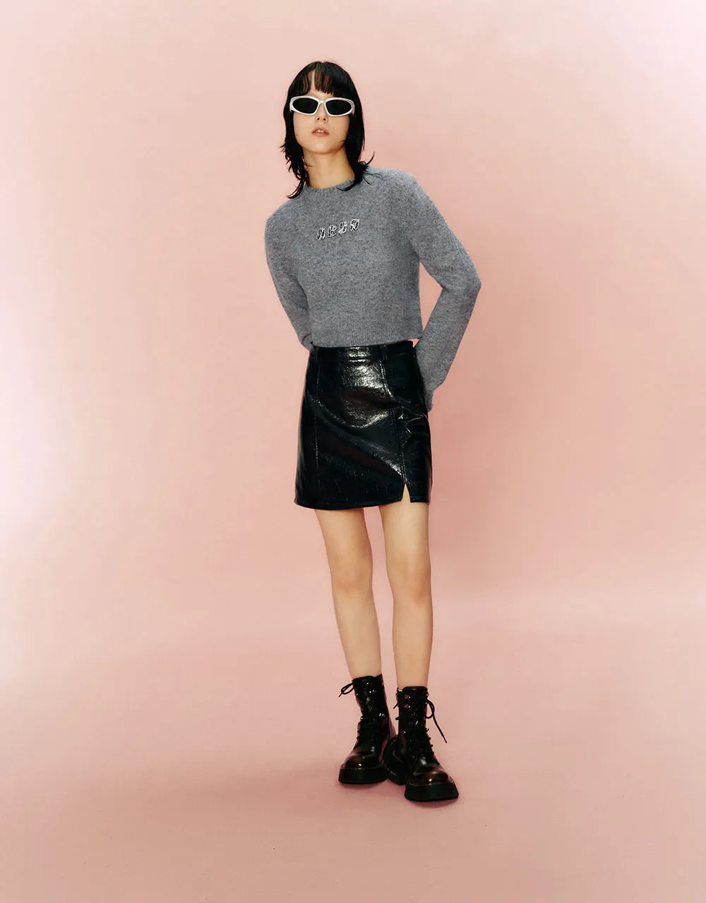 Vegan Leather Mini A-Line Skirt