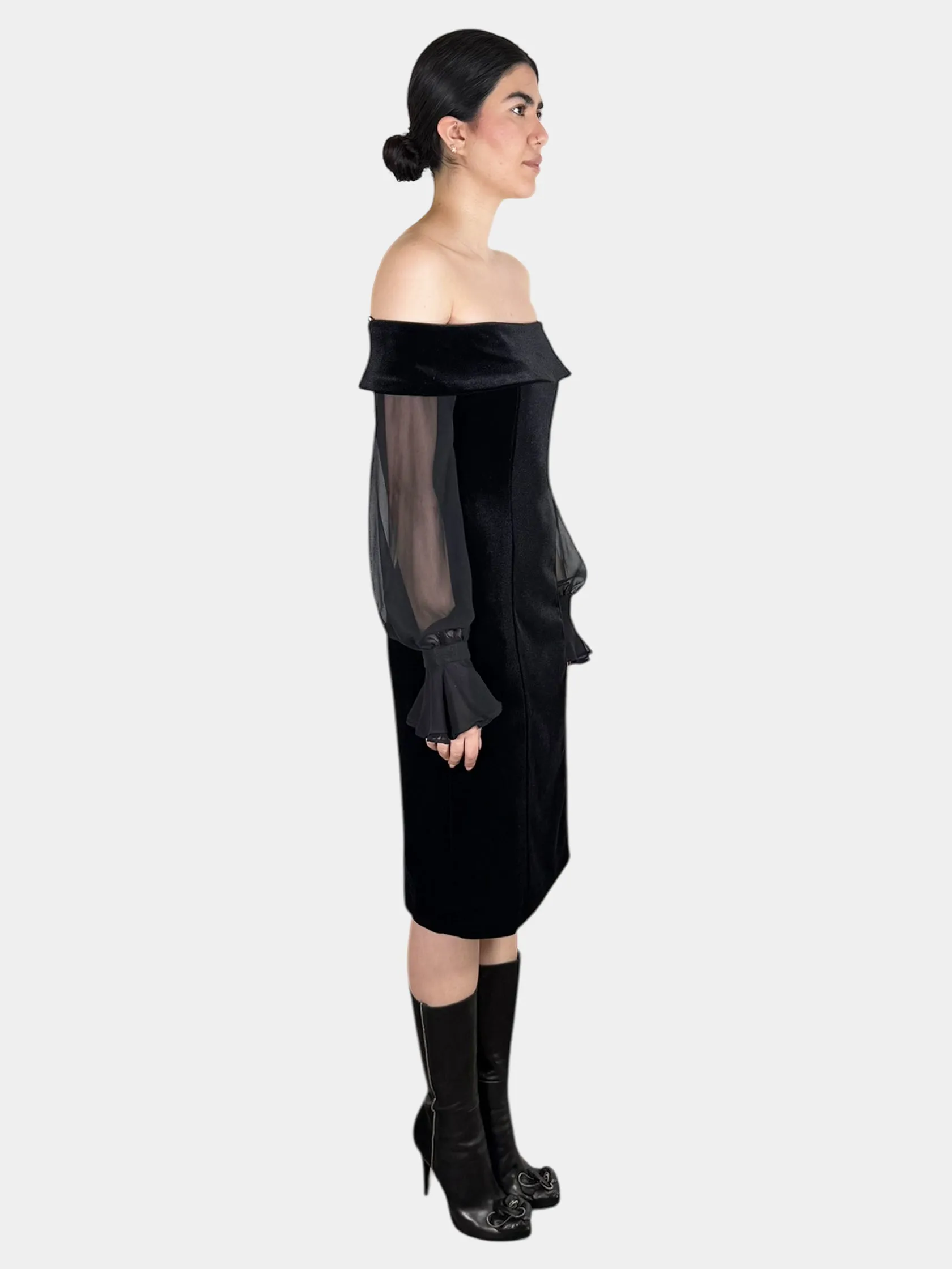 Velour Off-the-Shoulder Dress