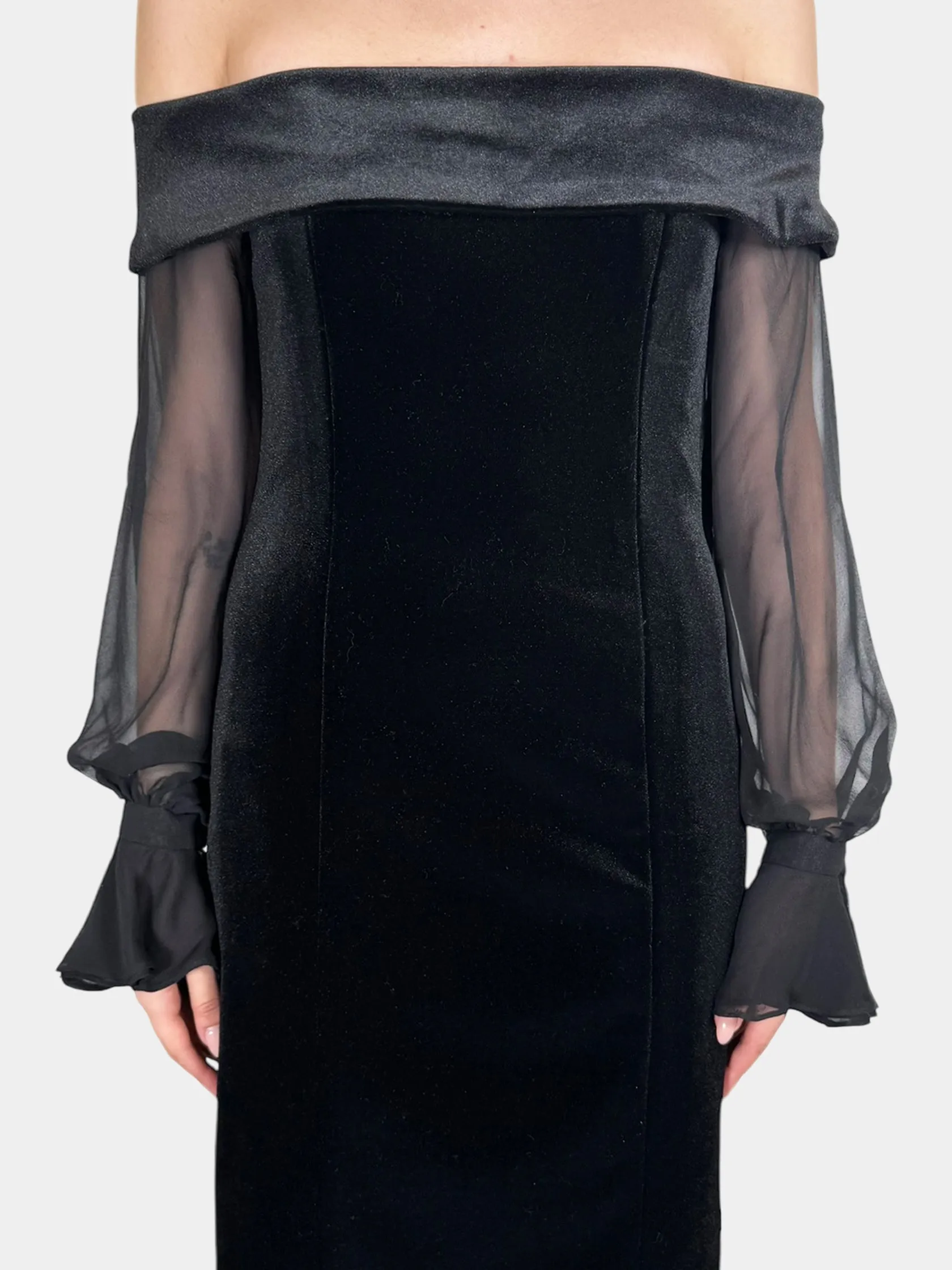 Velour Off-the-Shoulder Dress