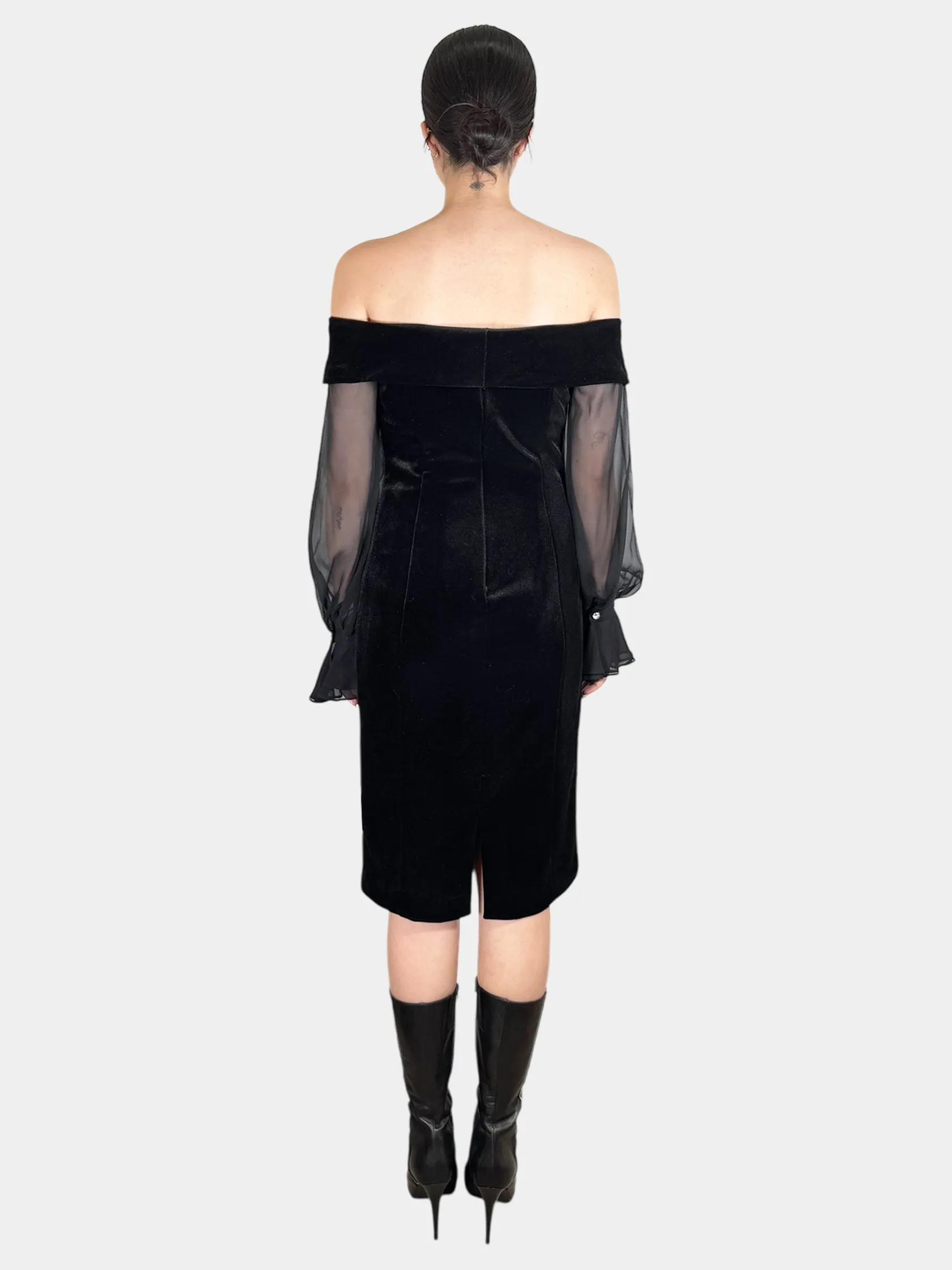 Velour Off-the-Shoulder Dress