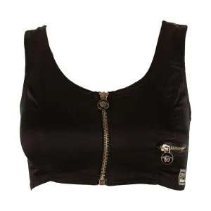 Versace Black Medusa Cropped Zip Tank