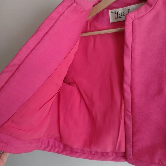 Vintage 50s 60s Bright Pink Lilli Ann San Francisco M Cropped Suit Jacket