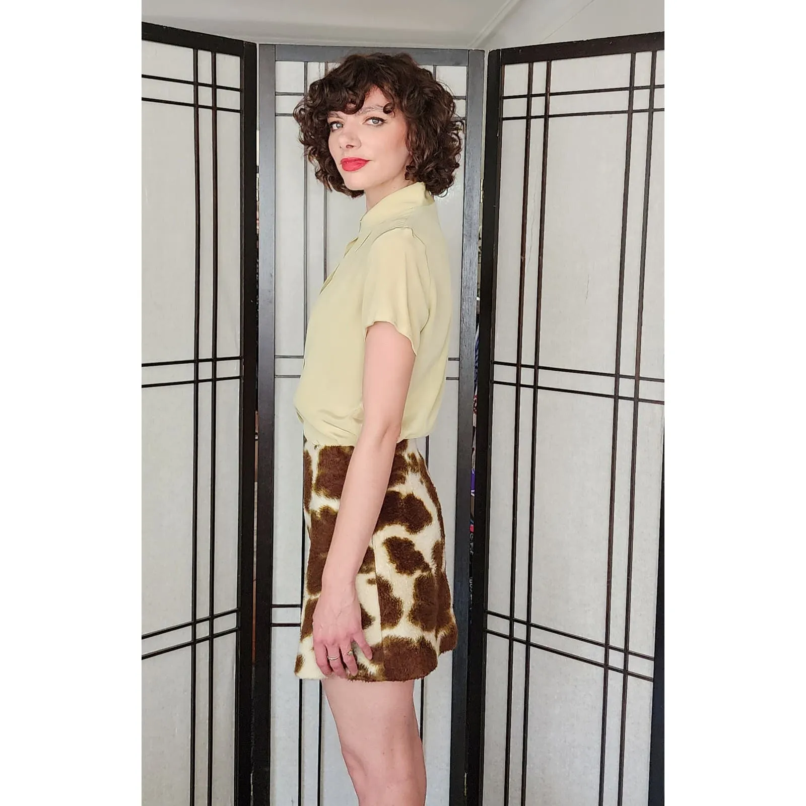 Vintage 60s Mini Skirt Giraffe Animal Print