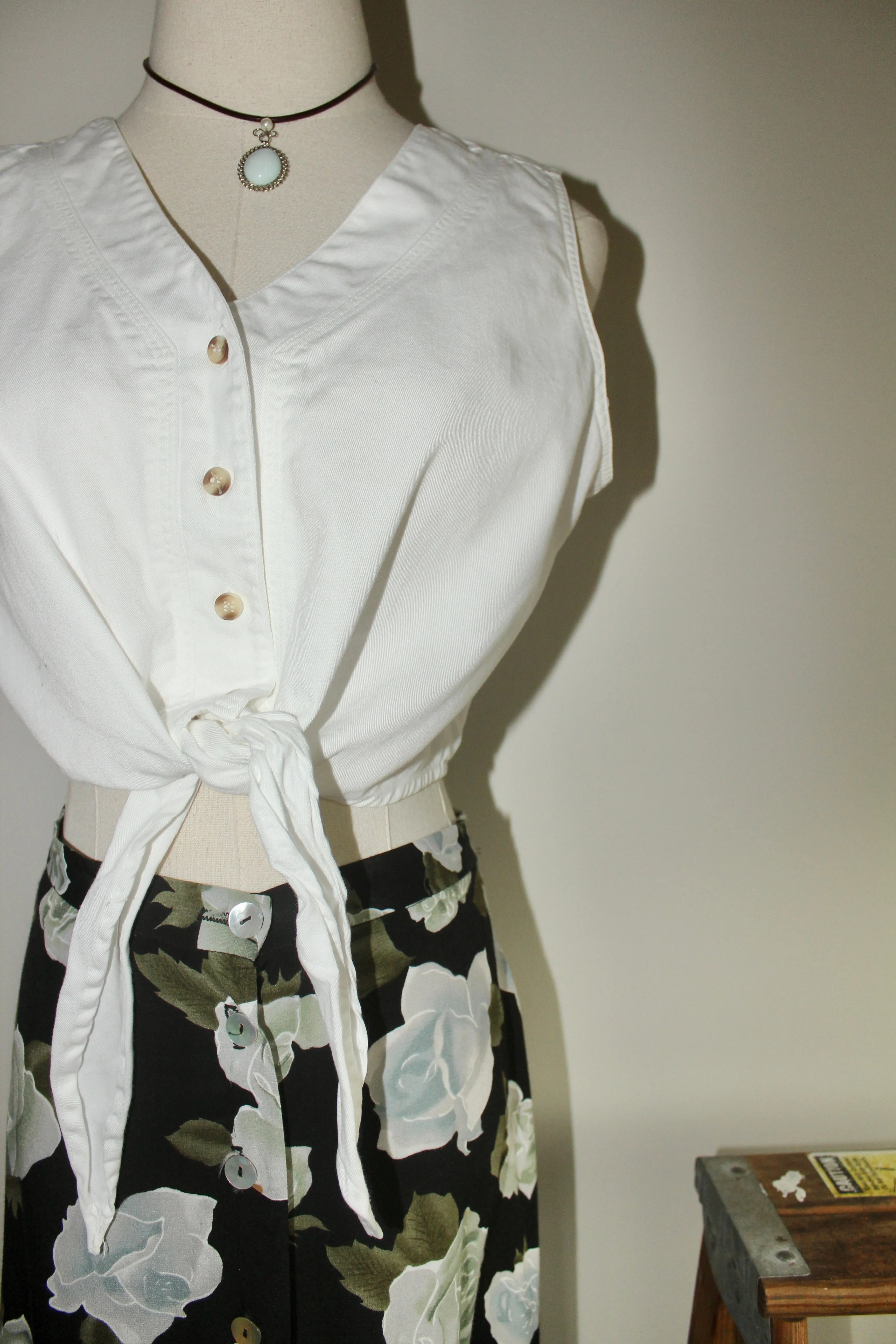 Vintage 90s Cropped Cotton Top (M)