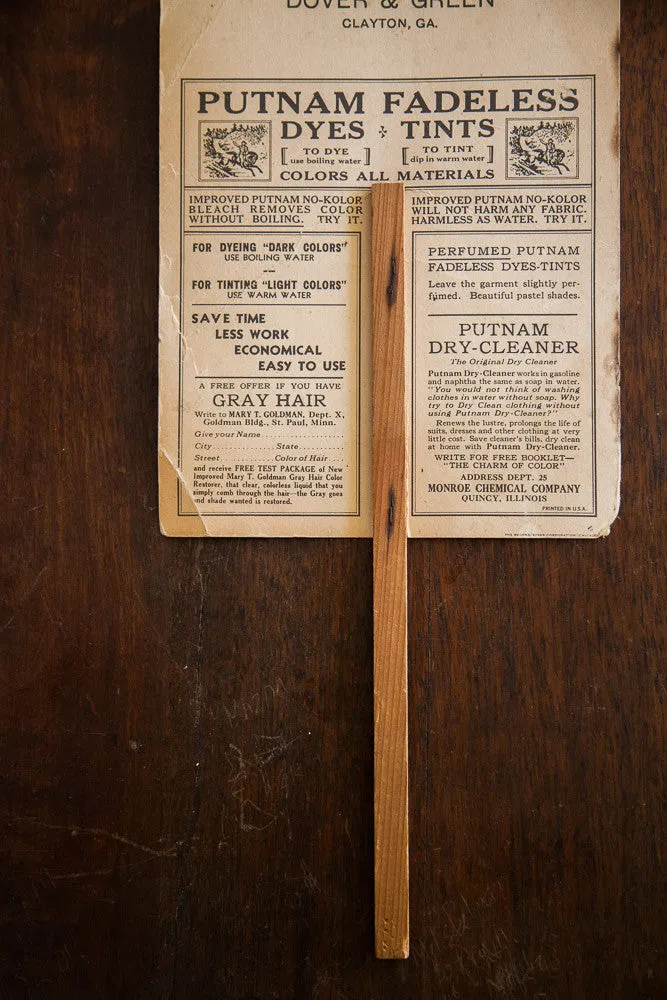 Vintage Advertising Fan Putnam Dyes
