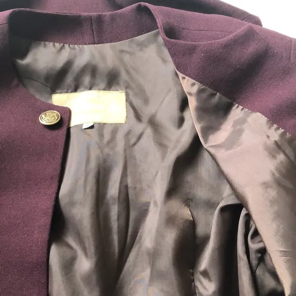 Vintage Burgundy Silk Wool Suit Open Cropped Top and Long Pencil Skirt Set