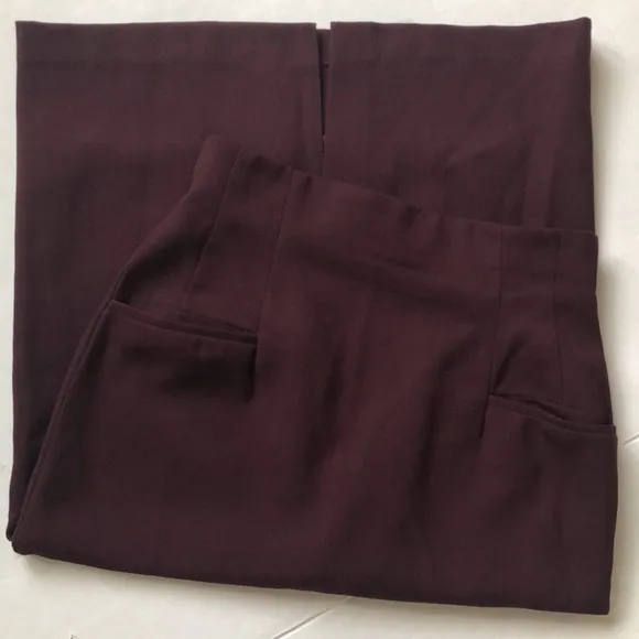 Vintage Burgundy Silk Wool Suit Open Cropped Top and Long Pencil Skirt Set