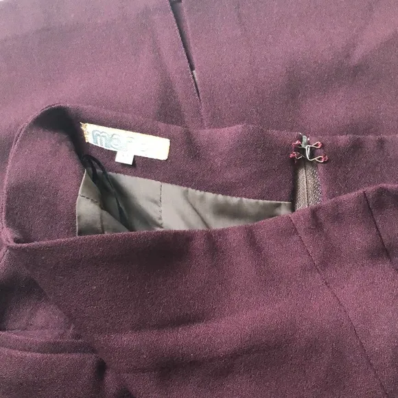 Vintage Burgundy Silk Wool Suit Open Cropped Top and Long Pencil Skirt Set