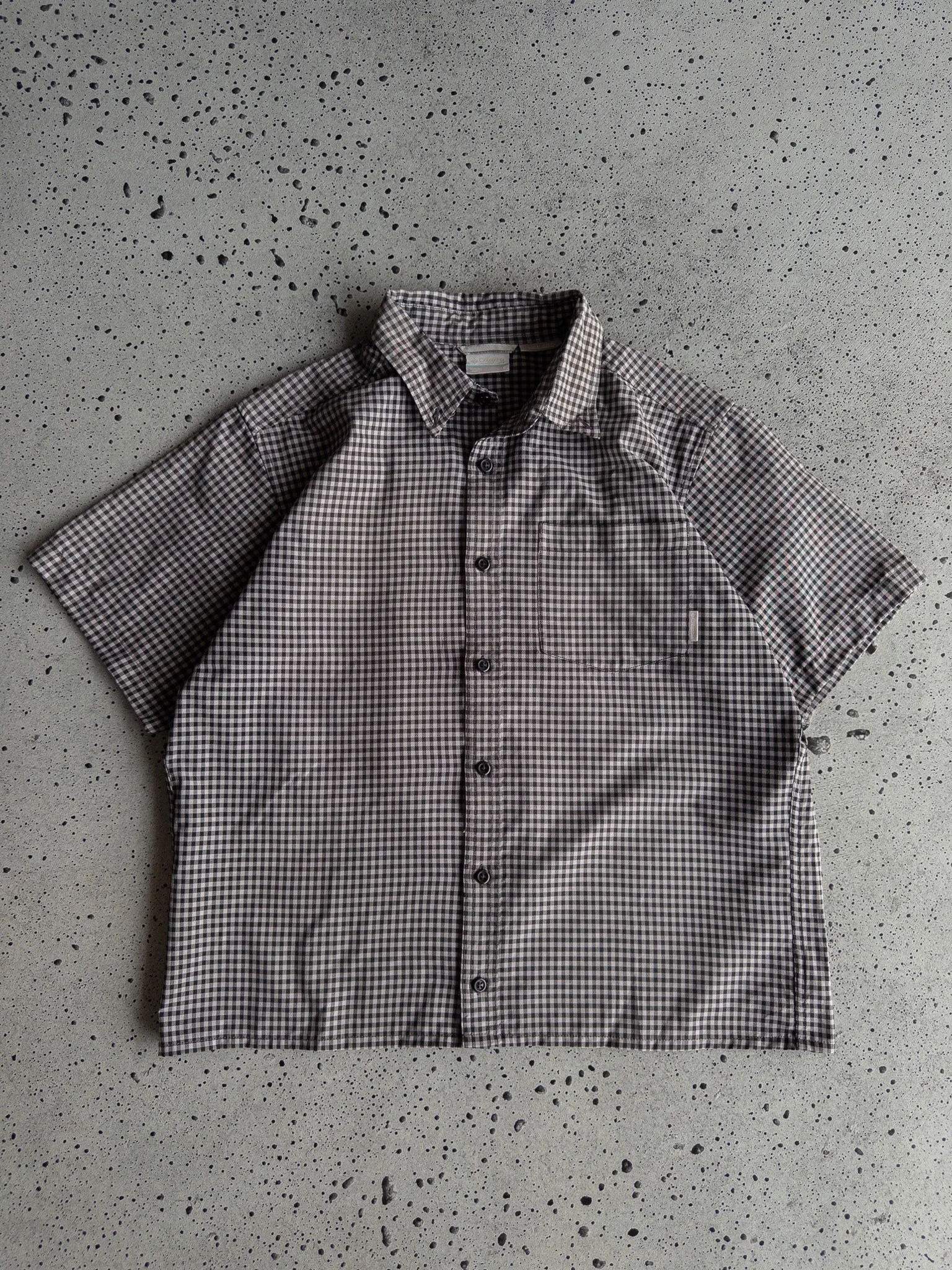 Vintage Columbia Black/Grey Cropped Check Shirt (L)