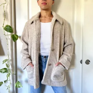 Vintage Cream Fuzzy Winter Coat