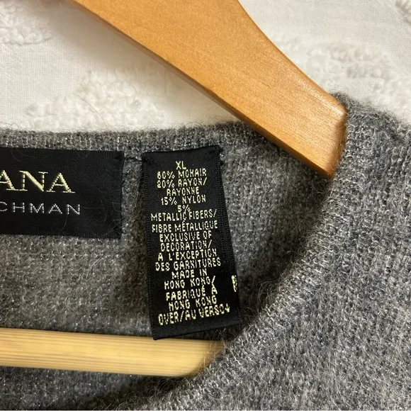 Vintage Dana Buchman Beaded Mohair Blend Grey Sleeveless Crewneck Sweater Tank