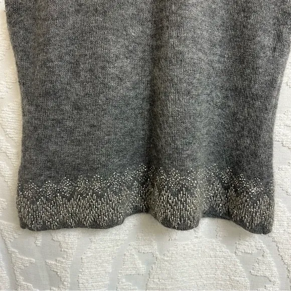 Vintage Dana Buchman Beaded Mohair Blend Grey Sleeveless Crewneck Sweater Tank