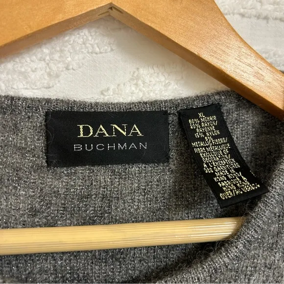 Vintage Dana Buchman Beaded Mohair Blend Grey Sleeveless Crewneck Sweater Tank
