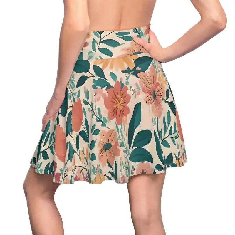 Vintage Flowers Womens Skater Skirt Magic