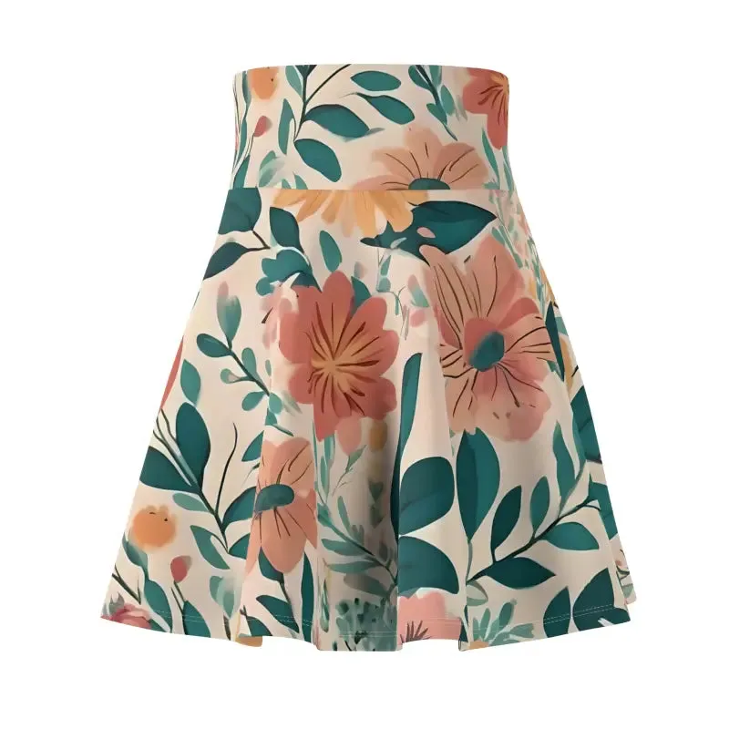 Vintage Flowers Womens Skater Skirt Magic