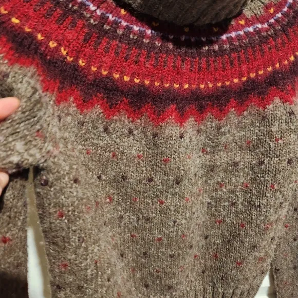 Vintage J. Crew Nordic Fair Isle Wool Turtleneck Sweater Small