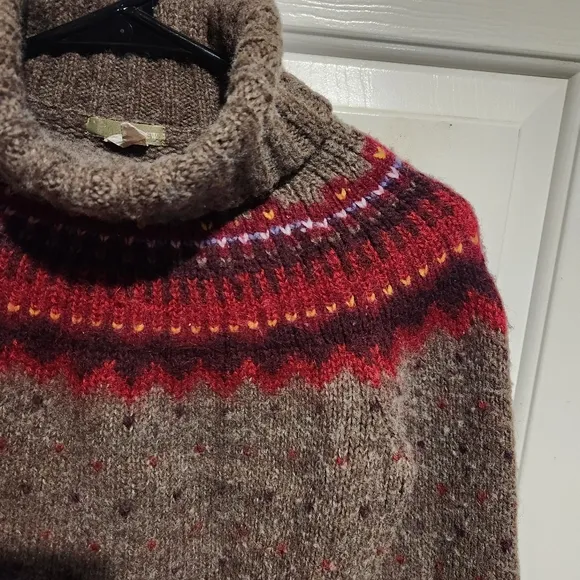 Vintage J. Crew Nordic Fair Isle Wool Turtleneck Sweater Small