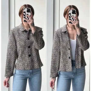 Vintage Jessica Howard Tweed Black Pastel Multi Shirt Blazer Jacket / Shacket