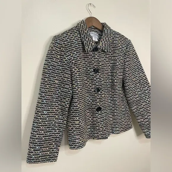 Vintage Jessica Howard Tweed Black Pastel Multi Shirt Blazer Jacket / Shacket