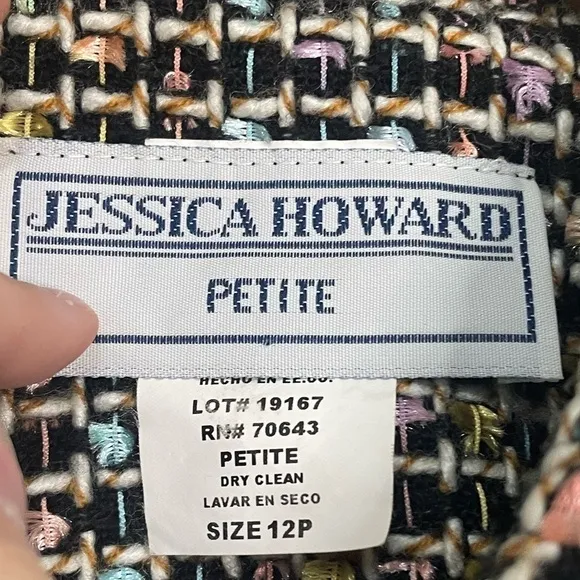 Vintage Jessica Howard Tweed Black Pastel Multi Shirt Blazer Jacket / Shacket