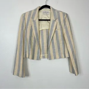 Vintage Jones New York cropped blazer open front career office spring striped