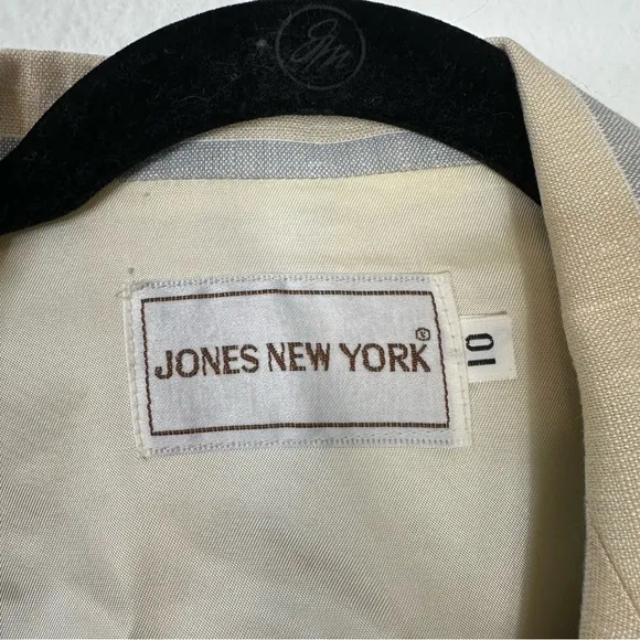 Vintage Jones New York cropped blazer open front career office spring striped